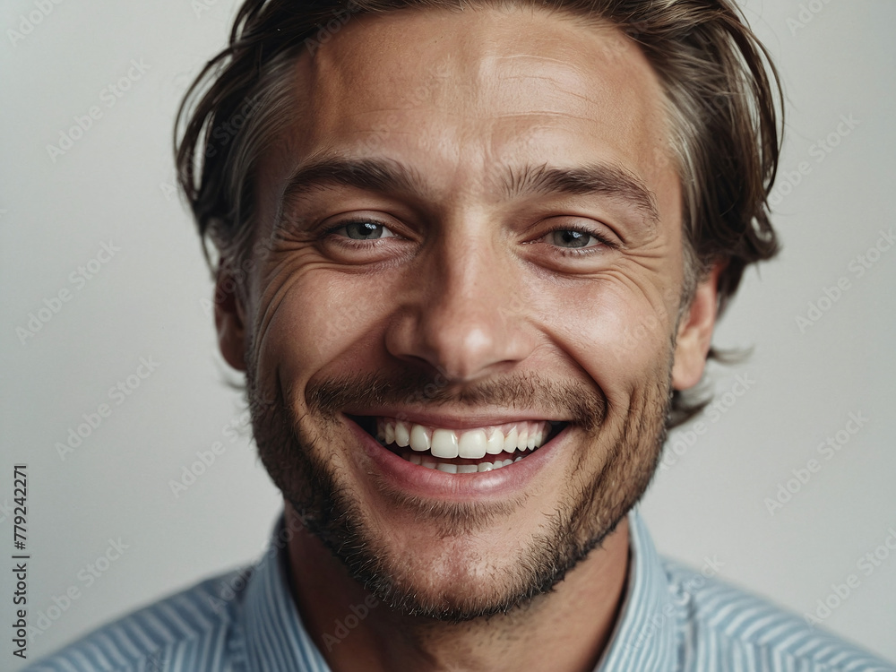 Cheerful Young Man Radiating Joy - High-Quality Portrait Isolated on Gray Background Cheerful Young Man Radiating Joy - High-Quality Portrait Isolated on Gray Background
