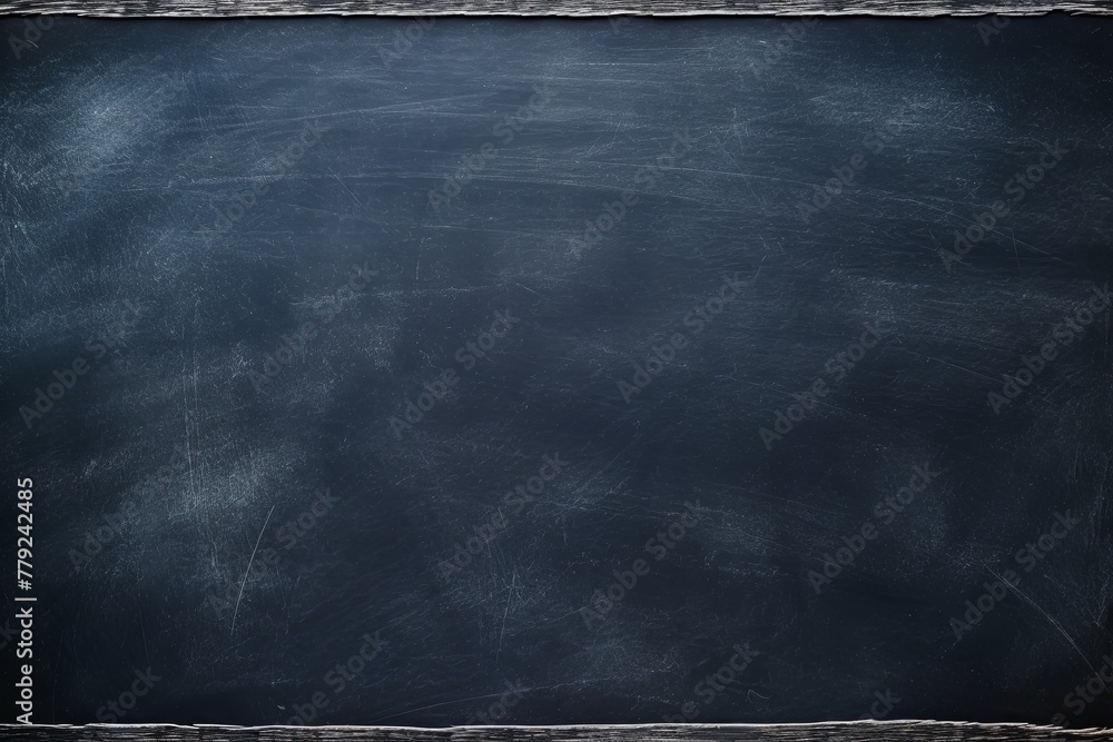 Indigo blackboard or chalkboard background with texture of chalk school education board concept, dark wall backdrop or learning concept with copy space blank for design photo text or product - obrazy, fototapety, plakaty 