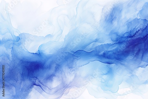 Indigo watercolor light background natural paper texture abstract watercolur Indigo pattern splashes aquarelle painting white copy space for banner design, greeting card © Lenhard