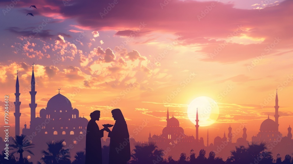 custom made wallpaper toronto digitalEid al-Fitr and Ramadan concept background. Giving zakat or sadaqah to poor people