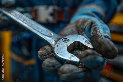 Detailed view showing a wrench holding a sprocket gear – highlighting the intricacies of machinery