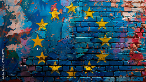Street art of the European Union flag.  photo