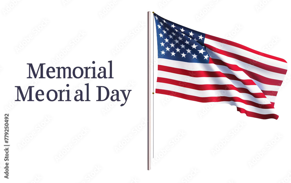 Remembrance Flag at Half Mast for Memorial Day Isolated on Transparent Background PNG. Remembrance Flag at Half Mast for Memorial Day Isolated on Transparent Background PNG.