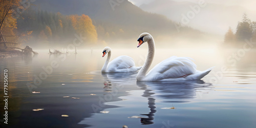 Swans together.AI generated. 