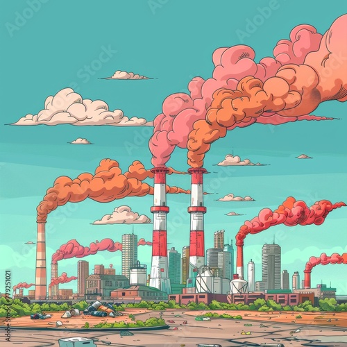 Carbon dioxide , CO2, garbage and environmental pollution photo