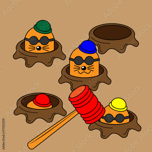 Cute mole and pico pico hammer
