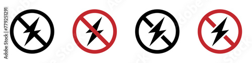 Electrical hazard sign with lightning vector icons