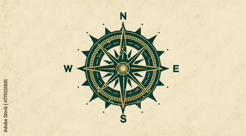 a vintage nautical compass, set against a light wooden background