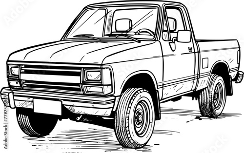 Outline illustration of car pickup