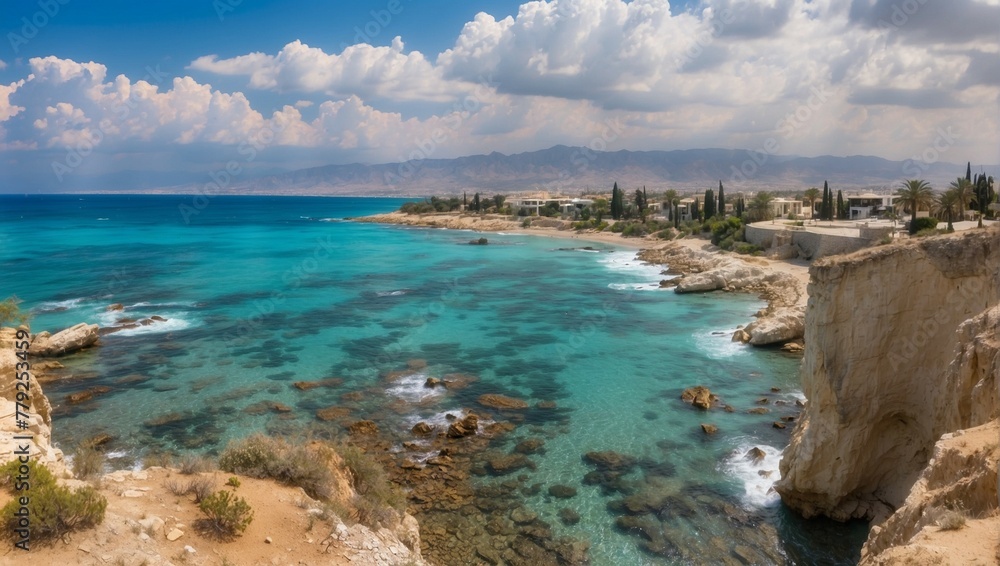 View of coastline of Cyprus