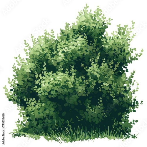 A digital illustration showcasing a dense cluster of green foliage conveying a sense of growth, freshness, and natural beauty Ideal for themes of nature and tranquility