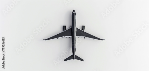A captivating aerial photograph of a 3D airplane against a minimalist white backdrop, highlighting its sleek design and technological advancements