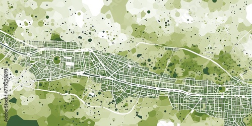 Olive and white pattern with a Olive background map lines sigths and pattern with topography sights in a city backdrop