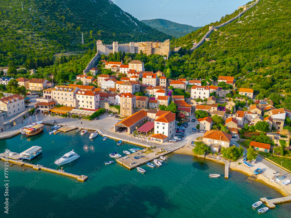Panorama view of Croatian town Mali Ston