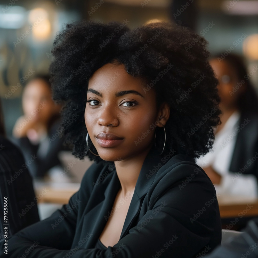 Confident African-American businesswoman in a boardroom setting Confident African-American businesswoman in a boardroom setting