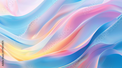 An abstract image of colourful wavy lines, in the style of light sky-blue and light white.
