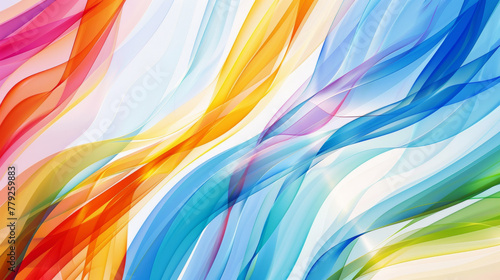 An abstract image of colourful wavy lines, in the style of light sky-blue and light white.