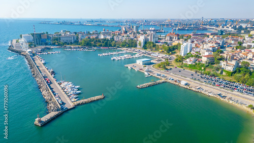 Panorama aerial view of seaside promenade in Romanian town Constanta © dudlajzov