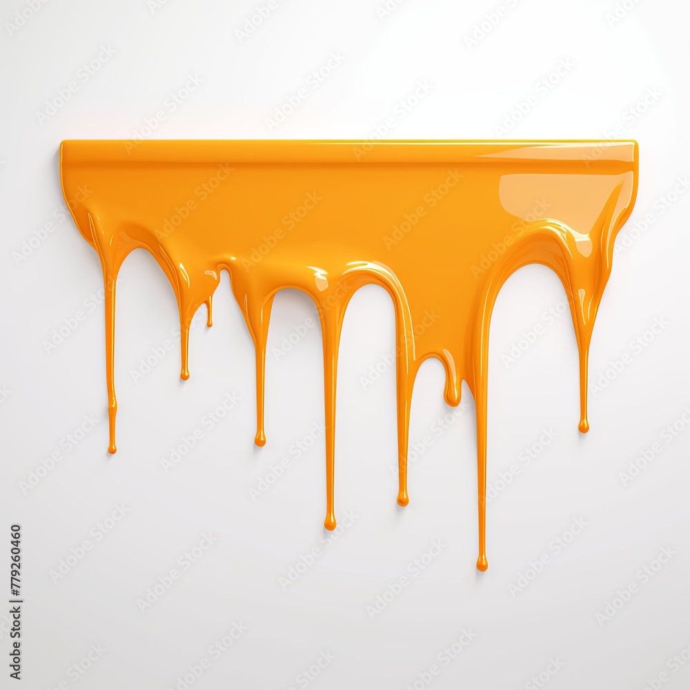 Orange paint dripping on the white wall water spill vector background with blank copy space for photo or text