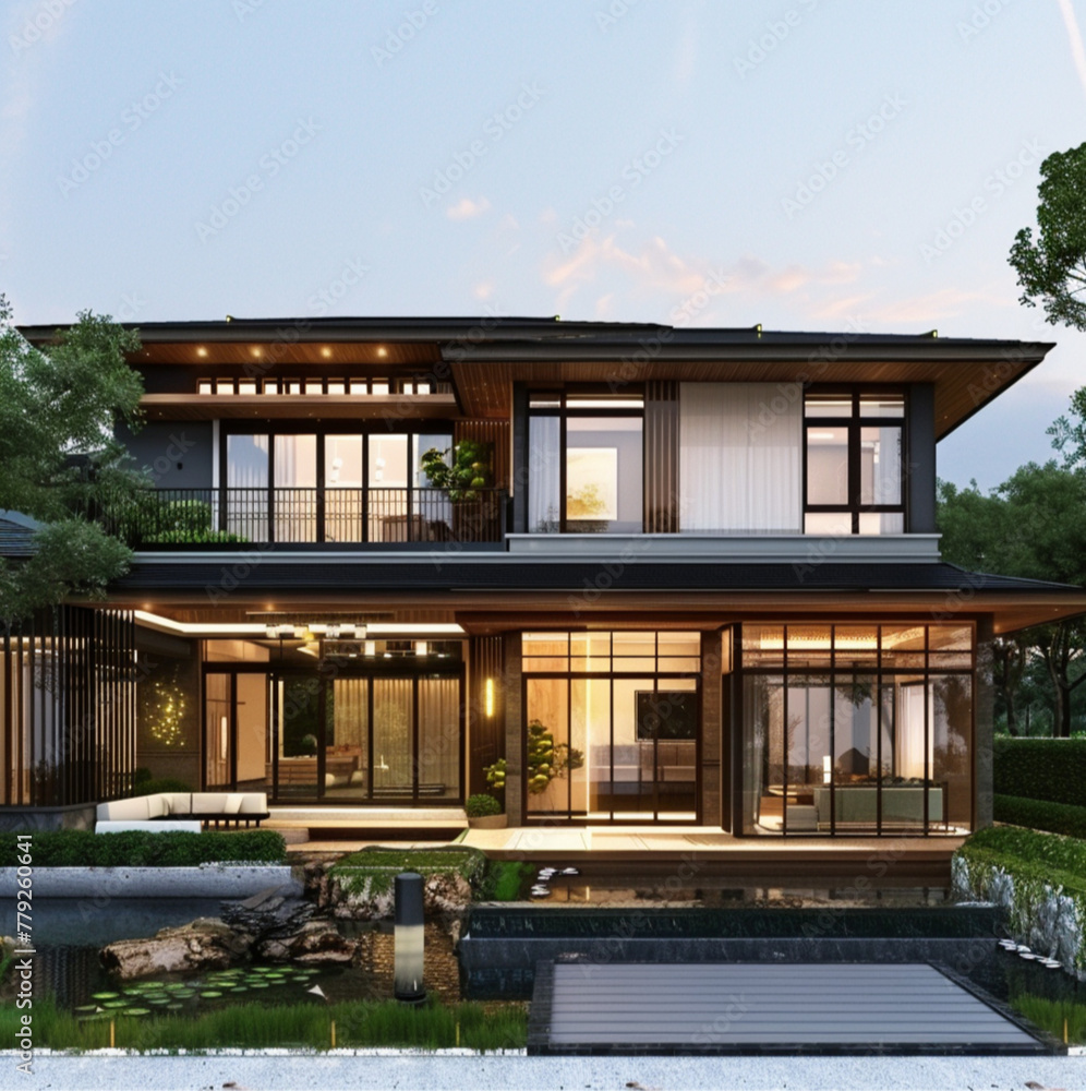  a contemporary English house with traditional Japanese architecture, 4 bedroom with a loft room and balcony