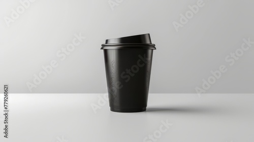 Black plastic cup. Black plastic cup mockup.