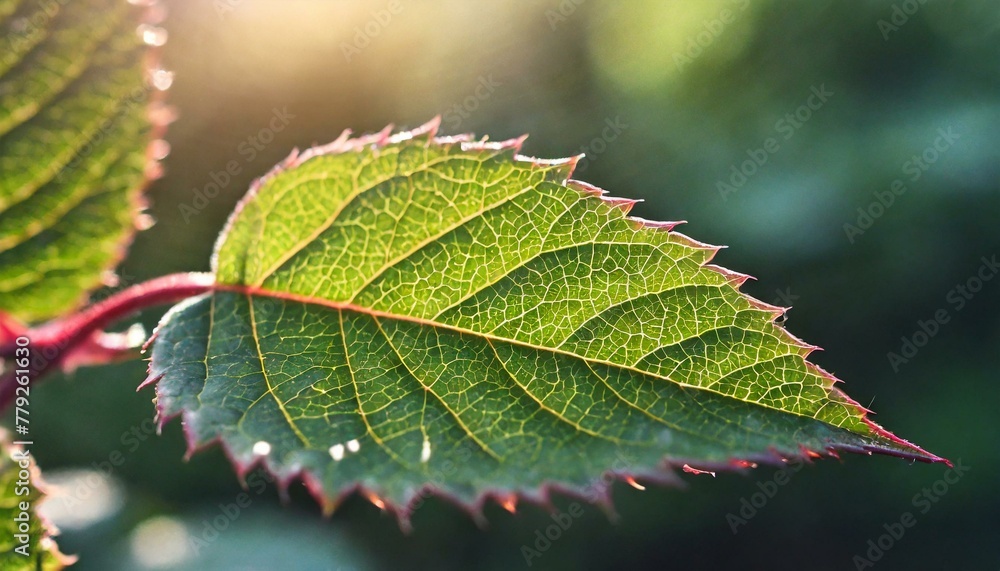 A delicate close-up of a rose leaf, showcasing its vibrant green color and smooth A delicate close-up of a rose leaf, showcasing its vibrant green color and smooth