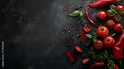 Passionate Flavor: Black Background with Vibrant Red Elements for Italian Sauce