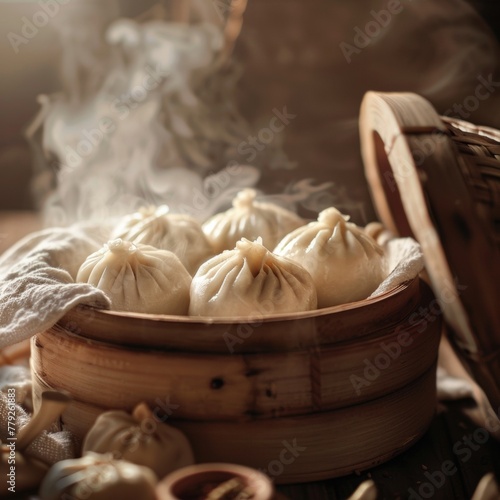 Baozi steam rising