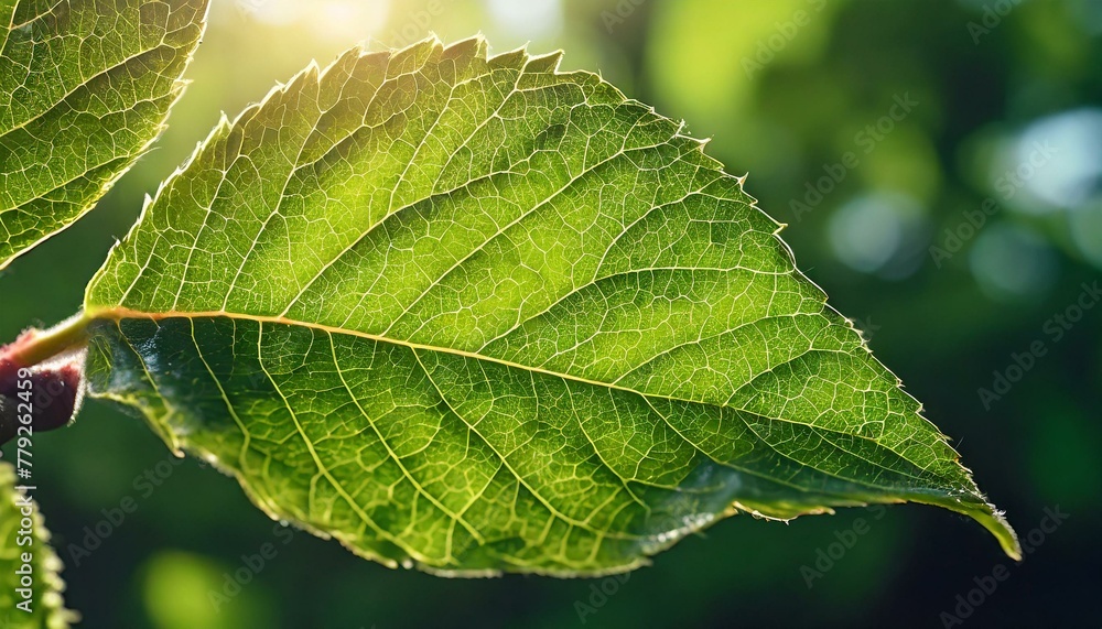A lush close-up of an apple leaf, showcasing its vibrant green color and smooth A lush close-up of an apple leaf, showcasing its vibrant green color and smooth