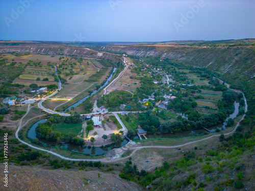 Sunset view of Butuceni village in Moldova photo