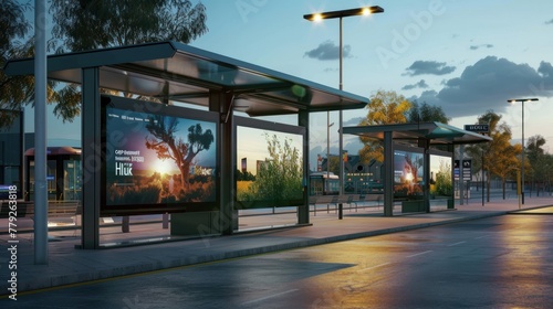 digital billboards located at a bus way stop AI generated