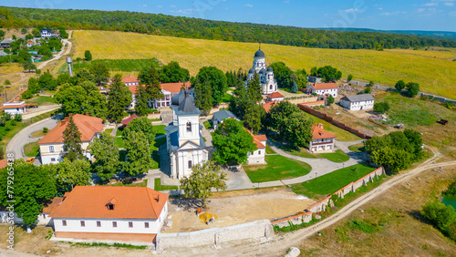 Panorama view of Capriana monastery in Moldova photo