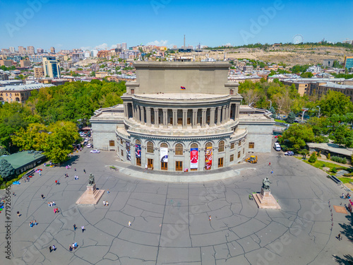 Panorama view of Armenian National Opera and Ballet Theatre in Yerevan photo