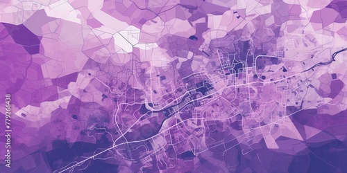 Purple and white pattern with a Purple background map lines sigths and pattern with topography sights in a city backdrop 