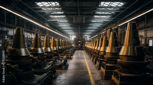 Wallpaper Mural Photograph of modern high tech factory producing many artillery shells. Showing bombs, mines and other explosive devices. Torontodigital.ca
