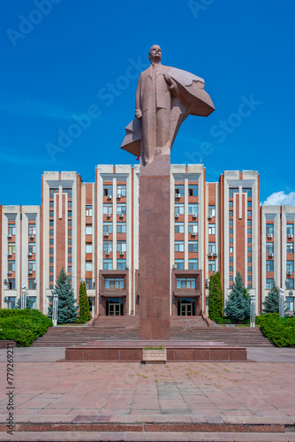 Lenin statue in front of the Transnistrian Government in Tiraspol, Moldova photo