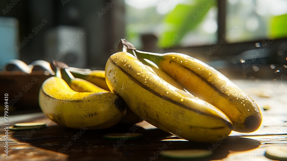 Fresh and Ripe: Close-Up of Bananas in Bunch Fresh and Ripe: Close-Up of Bananas in Bunch