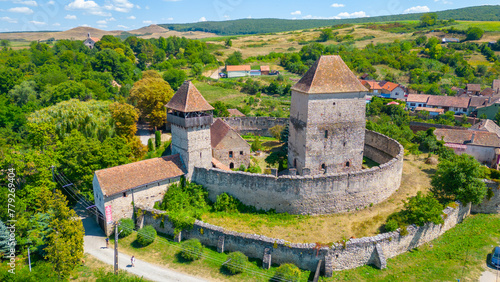 Fortified church in Romanian village Calnic photo
