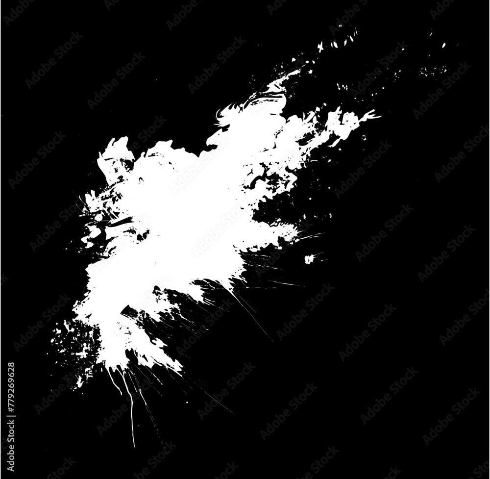 White vector artistic paint brush stroke isolated on a Black background White vector artistic paint brush stroke isolated on a Black background