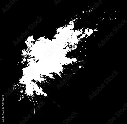 White vector artistic paint brush stroke isolated on a Black background