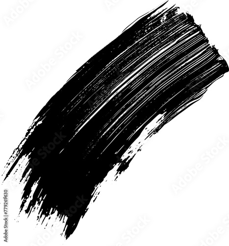 Black vector artistic paint brush stroke isolated on a white background