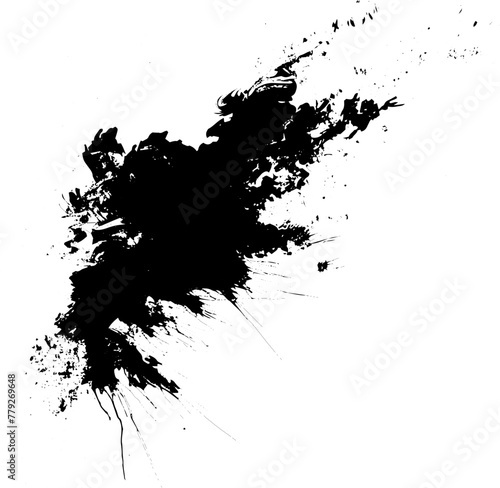 Black vector artistic paint brush stroke isolated on a white background