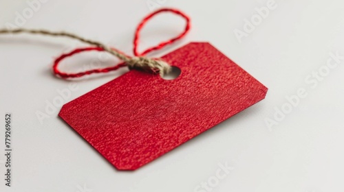 Blank red price tag. Red price label on white background