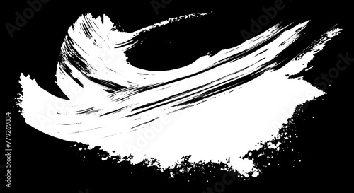 White vector artistic paint brush stroke isolated on a Black background photo