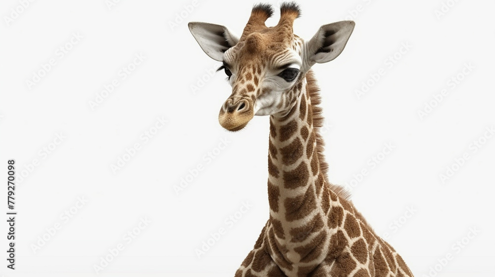Fototapeta premium Giraffe, Baby Giraffe on White Background