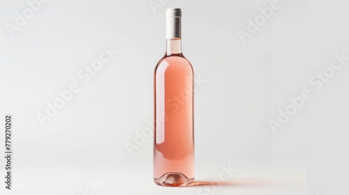 Rose wine bottle on white background