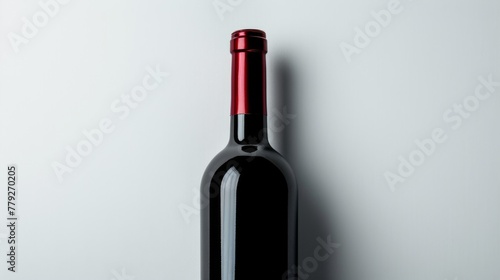 Red wine bottle on white background