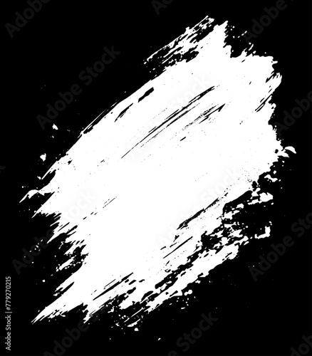 White vector artistic paint brush stroke isolated on a Black background photo