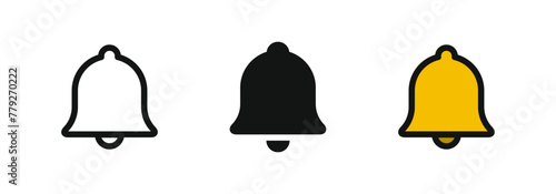 Notification bell icon set. Alarm icon symbol collection , incoming inbox message sign logo. ringing bells icon sign in flat style. vector illustration