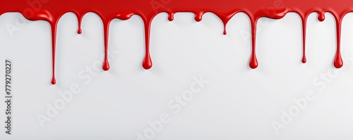 Red paint dripping on the white wall water spill vector background with blank copy space for photo or text  © Lenhard